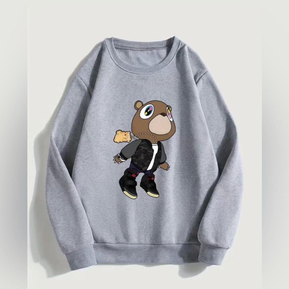 New Grey Graphic Long Sleeve Crew Neck Sweatshirt